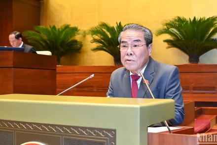 Trưởng Ban Dân nguyện thuộc Ủy ban Thường vụ Quốc hội Dương Thanh Bình trình bày báo cáo kết quả giám sát việc giải quyết kiến nghị của cử tri gửi đến Kỳ họp thứ 6. (Ảnh: LINH KHOA)