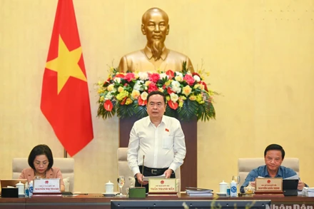 Chủ tịch Quốc hội Trần Thanh Mẫn phát biểu khai mạc phiên họp. (Ảnh: DUY LINH)