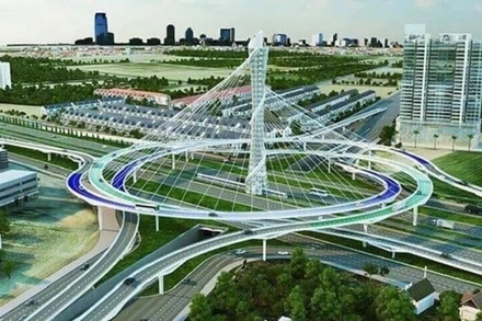 Phối cảnh nút giao đường Vành đai 3,5 với Đại lộ Thăng Long.