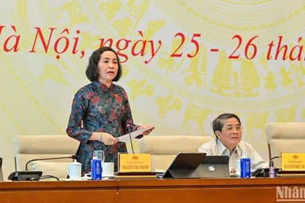 Phó Chủ tịch Quốc hội Nguyễn Thị Thanh phát biểu. (Ảnh: DUY LINH)