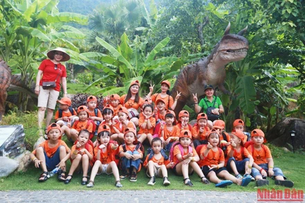 Các hoạt động trải nghiệm chương trình “Thông điệp xanh” của học sinh tiểu học và trung học cơ sở tại Khu du lịch Núi Thần Tài.