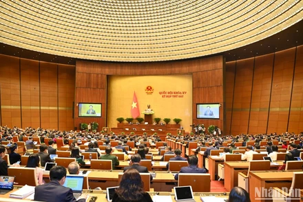 Quang cảnh phiên khai mạc Kỳ họp thứ 6, Quốc hội khóa XV, sáng 23/10. (Ảnh: DUY LINH)