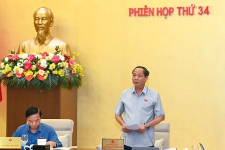 Phó Chủ tịch Quốc hội Trần Quang Phương phát biểu tại phiên họp. (Ảnh: DUY LINH)