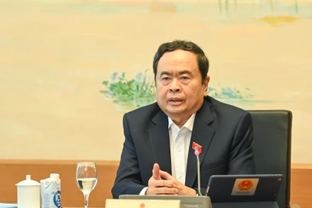 Chủ tịch Quốc hội Trần Thanh Mẫn phát biểu ý kiến trong phiên thảo luận ở tổ về tình hình kinh tế-xã hội. (Ảnh: DUY LINH)