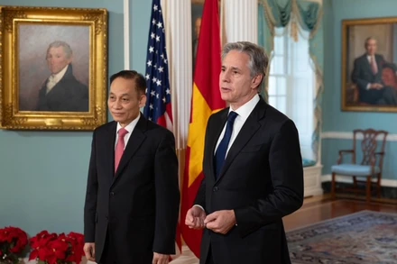 Trưởng Ban Đối ngoại Trung ương Lê Hoài Trung gặp Ngoại trưởng Antony Blinken tại trụ sở Bộ Ngoại giao Hoa Kỳ.
