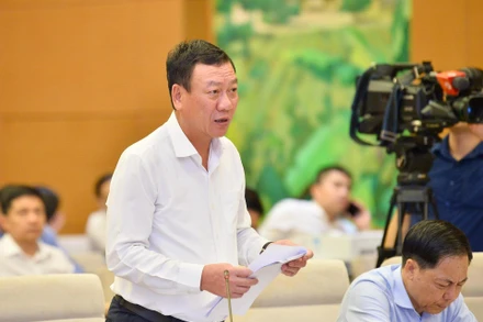 Tổng Thanh tra Chính phủ Đoàn Hồng Phong trình bày báo cáo tại phiên họp. (Ảnh: DUY LINH) 