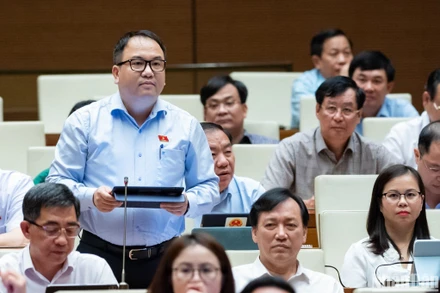 Đại biểu Phạm Trọng Nghĩa (đoàn Lạng sơn) phát biểu ý kiến trong phiên thảo luận ở hội trường về kinh tế-xã hội chiều 31/10. (Ảnh: DUY LINH)