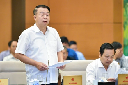 Thứ trưởng Tài chính Nguyễn Đức Chi trình bày tờ trình tóm tắt dự án Luật. (Ảnh: DUY LINH)