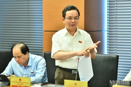 Đại biểu Hoàng Văn Cường (đoàn Hà Nội) phát biểu trong phiên thảo luận tại tổ chiều 19/6. (Ảnh: ĐĂNG KHOA)