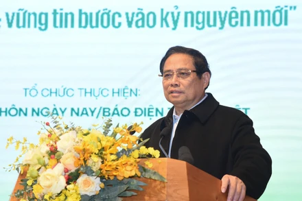 Thủ tướng Phạm Minh Chính phát biểu ý kiến tại Hội nghị đối thoại với nông dân Việt Nam năm 2024. (Ảnh: TRẦN HẢI)