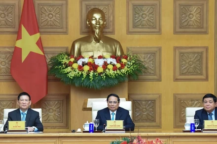 Thủ tướng Phạm Minh Chính chủ trì Toạ đàm với các tập đoàn, doanh nghiệp hàng đầu châu Âu. (Ảnh: TRẦN HẢI)