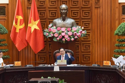 Thủ tướng Phạm Minh Chính chủ trì cuộc họp. (Ảnh: TRẦN HẢI)