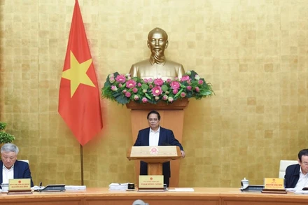 Thủ tướng Phạm Minh Chính chủ trì phiên họp Chính phủ thường kỳ tháng 3 và quý I/2025 trực tuyến với các địa phương. (Ảnh: TRẦN HẢI)