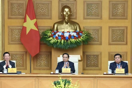 Thủ tướng Phạm Minh Chính chủ trì Tọa đàm với các tập đoàn, doanh nghiệp hàng đầu của Hoa Kỳ. (Ảnh: TRẦN HẢI)