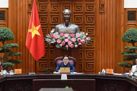 Thủ tướng Phạm Minh Chính chủ trì cuộc họp về nghiên cứu triển khai ngay đầu tư giai đoạn 2 sân bay Gia Bình và đường kết nối. (Ảnh: TRẦN HẢI)