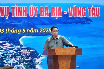 Thủ tướng Chính phủ Phạm Minh Chính phát biểu ý kiến tại cuộc làm việc với Ban Thường vụ Tỉnh ủy Bà Rịa-Vũng Tàu. (Ảnh: VŨ TÂN)