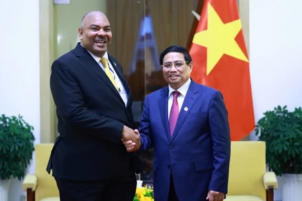 Thủ tướng Chính phủ Phạm Minh Chính và Bộ Trưởng Ngoại giao và Hợp tác Đông Phi, Cộng hòa Thống nhất Tanzania Mahmoud Thabit Kombo. (Ảnh: NHẬT BẮC)