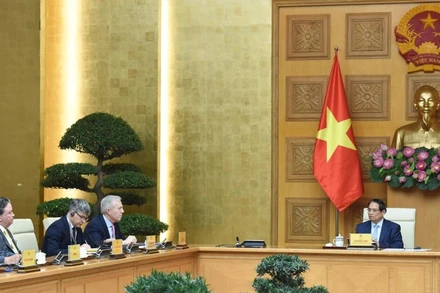 Thủ tướng Phạm Minh Chính tiếp Đoàn doanh nghiệp Hội đồng Kinh doanh Hoa Kỳ-ASEAN. (Ảnh: TRẦN HẢI)