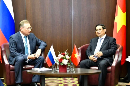 Thủ tướng Chính phủ Phạm Minh Chính tiếp Tổng Giám đốc Công ty Zarubezhneft Sergei Kudryashov. (Ảnh: Thanh Giang)