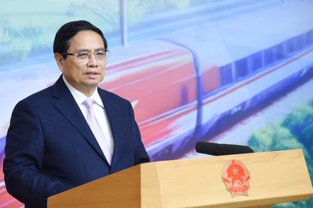 Thủ tướng Phạm Minh Chính - Trưởng Ban Chỉ đạo phát biểu ý kiến tại phiên họp thứ nhất. (Ảnh: TRẦN HẢI)