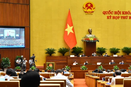 Quốc hội thảo luận về dự án Luật Tư pháp người chưa thành niên, sáng 21/6/2024. (Ảnh: THỦY NGUYÊN)