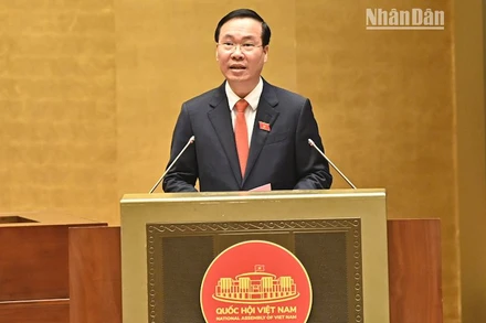 Chủ tịch nước Võ Văn Thưởng phát biểu nhậm chức. (Ảnh: DUY LINH)