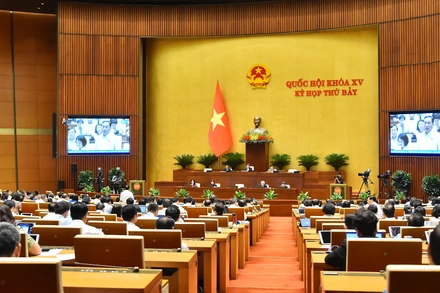 Quang cảnh phiên họp của Quốc hội sáng 28/5. (Ảnh: THỦY NGUYÊN) 