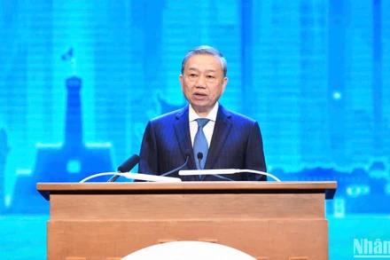 Tổng Bí thư Tô Lâm phát biểu thông điệp chính sách tại Hội nghị P4G Việt Nam 2025. (Ảnh: DUY LINH)