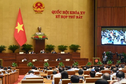 Toàn cảnh phiên họp của Quốc hội chiều 19/6. (Ảnh: DUY LINH)