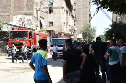 Hiện trường vụ cháy nhà thờ gây nhiều thương vong tại Giza, Ai Câp. (Ảnh: AJA Egypt)