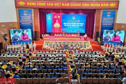 Toàn cảnh Đại hội đại biểu Đoàn Thanh niên Cộng sản Hồ Chí Minh tỉnh Nghệ An nhiệm kỳ 2022-2027.