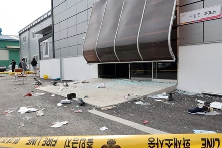 Hiện trường vụ tai nạn. (Nguồn: Yonhap)