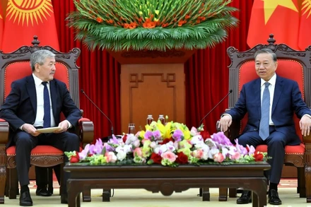 Tổng Bí thư Tô Lâm tiếp Thủ tướng Cộng hòa Kyrgyzstan Adylbek Kasymaliev. (Ảnh: ĐĂNG KHOA) 