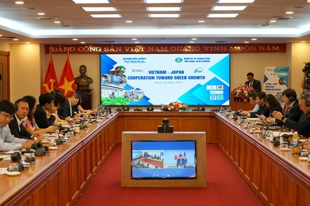 Quang cảnh hội thảo "Việt Nam-Nhật Bản hợp tác hướng tới tăng trưởng xanh". (Ảnh: TRUNG HƯNG)