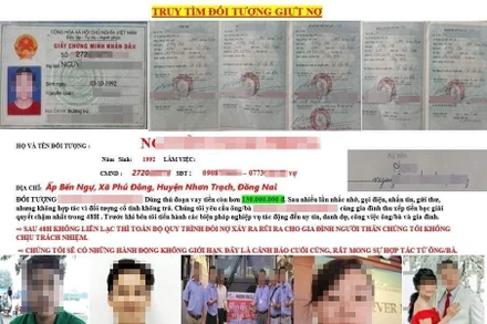 Hình ảnh cán bộ công đoàn bị bêu xấu trên mạng xã hội nhằm tạo sức ép để đòi nợ công nhân vay tiền tín dụng đen. (Ảnh: Cán bộ công đoàn cung cấp)