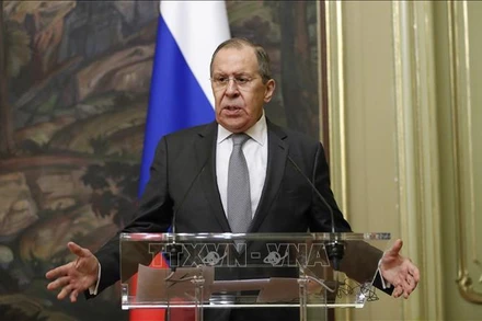 Ngoại trưởng Nga Sergei Lavrov phát biểu tại cuộc họp báo ở Moskva. (Ảnh tư liệu: AFP/TTXVN)
