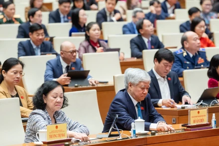 Quốc hội biểu quyết thông qua Luật Đất đai (sửa đổi). (Ảnh: DUY LINH) 