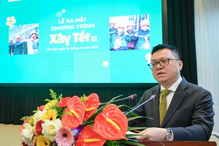 Đồng chí Lê Quốc Minh, Ủy viên Trung ương Đảng, Tổng Biên tập Báo Nhân Dân, Phó trưởng Ban Tuyên giáo Trung ương, Chủ tịch Hội Nhà báo Việt Nam phát biểu tại chương trình. (Ảnh: THÀNH ĐẠT)