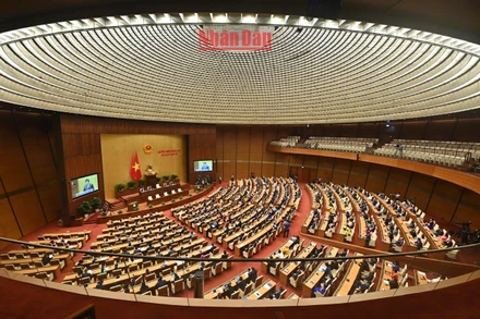 Toàn cảnh phiên bế mạc Kỳ họp thứ tư, Quốc hội khóa XV chiều 15/11. (Ảnh: ĐĂNG KHOA)