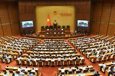 Quang cảnh phiên thảo luận của Quốc hội về Chương trình mục tiêu quốc gia phát triển kinh tế-xã hội vùng đồng bào dân tộc thiểu số và miền núi, sáng 17/6. (Ảnh: ĐĂNG KHOA)