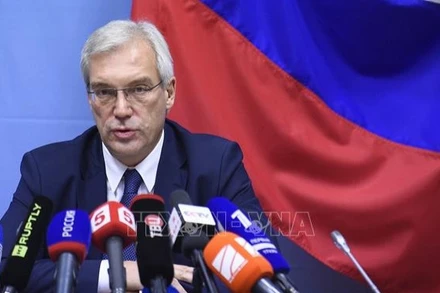 Thứ trưởng Ngoại giao Nga Alexander Grushko trong một cuộc họp báo. (Ảnh tư liệu: AFP/TTXVN) 