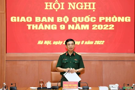 Đại tướng Phan Văn Giang phát biểu chỉ đạo hội nghị. (Ảnh: qdnd.vn) 