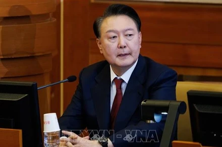 Tổng thống Hàn Quốc Yoon Suk Yeol tại Tòa án Hiến pháp ở Seoul ngày 23/1/2025. (Ảnh: THX/TTXVN)