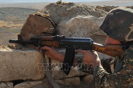 Binh sĩ Armenia tại khu vực biên giới với Azerbaijan. (Ảnh tư liệu: AFP/TTXVN)