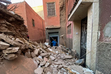 Động đất gây hư hại nhiều tòa nhà ở thành phố cổ Marrakech, ngày 9/9/2023. (Ảnh: Reuters)