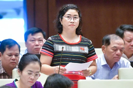 Đại biểu Phạm Thị Kiều (Đắk Nông) phát biểu. (Ảnh: DUY LINH)