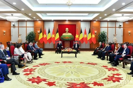 Quang cảnh buổi tiếp. (Ảnh: ĐĂNG KHOA) 