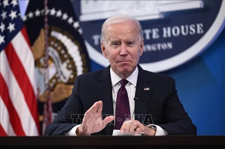 Tổng thống Joe Biden phát biểu tại Washington, DC, Mỹ. (Ảnh: AFP/TTXVN)