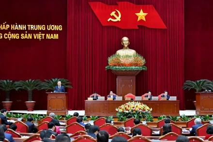 Phiên khai mạc Hội nghị Ban Chấp hành Trung ương Đảng khóa XIII. (Ảnh: ĐĂNG KHOA)