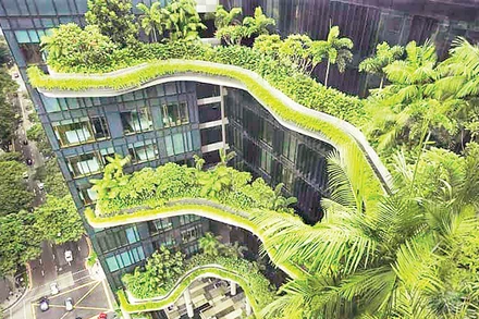 Khách sạn Parkroyal ở Pickering (Singapore) với vườn trên cao. Ảnh | WOHA